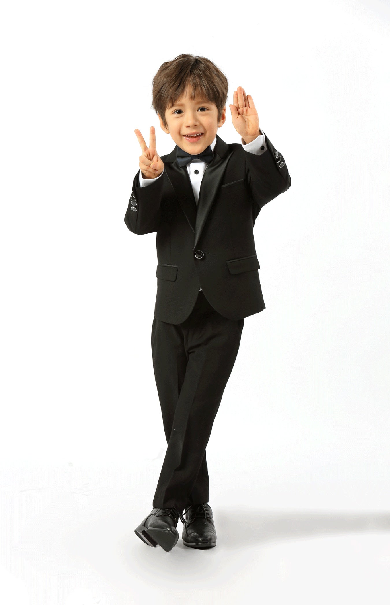 Satin-Trim Boys Black Suit Jacket 1303