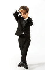 SOGNA COL Satin‑Trim Boys Black Suit PANTS 1303