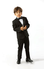 SOGNA COL Satin‑Trim Boys Black Suit PANTS 1303