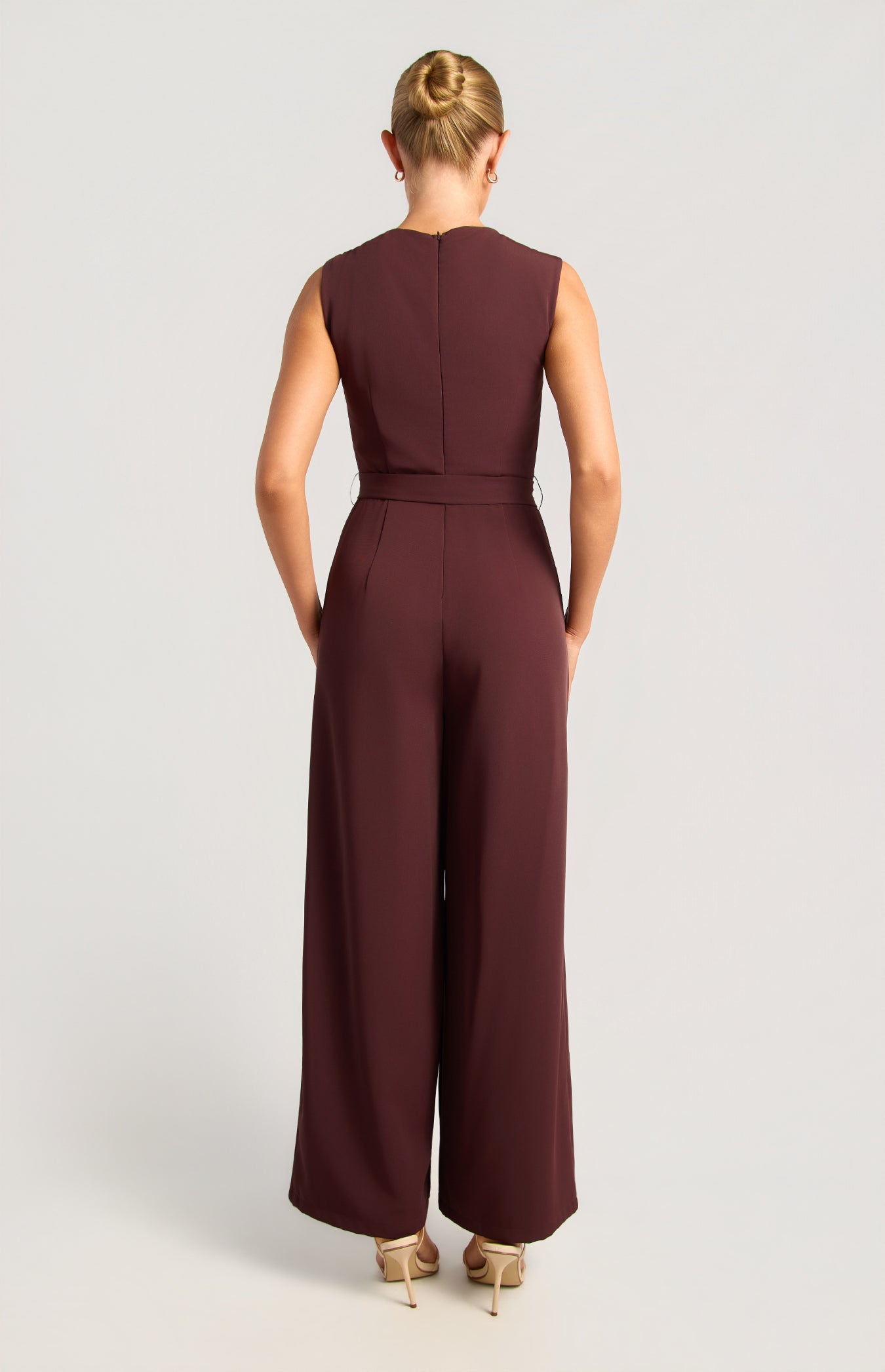 SOGNA Front Pleat Gold Buckle Jumpsuit SJP630A | Occasionwear
