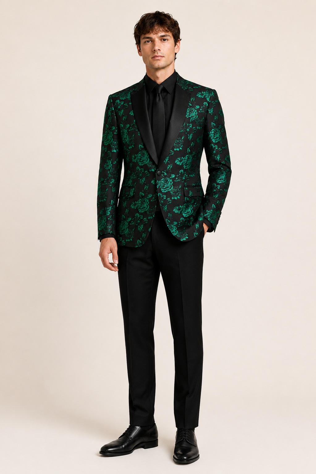 Emerald Floral Jacquard Tuxedo Jacket 1280