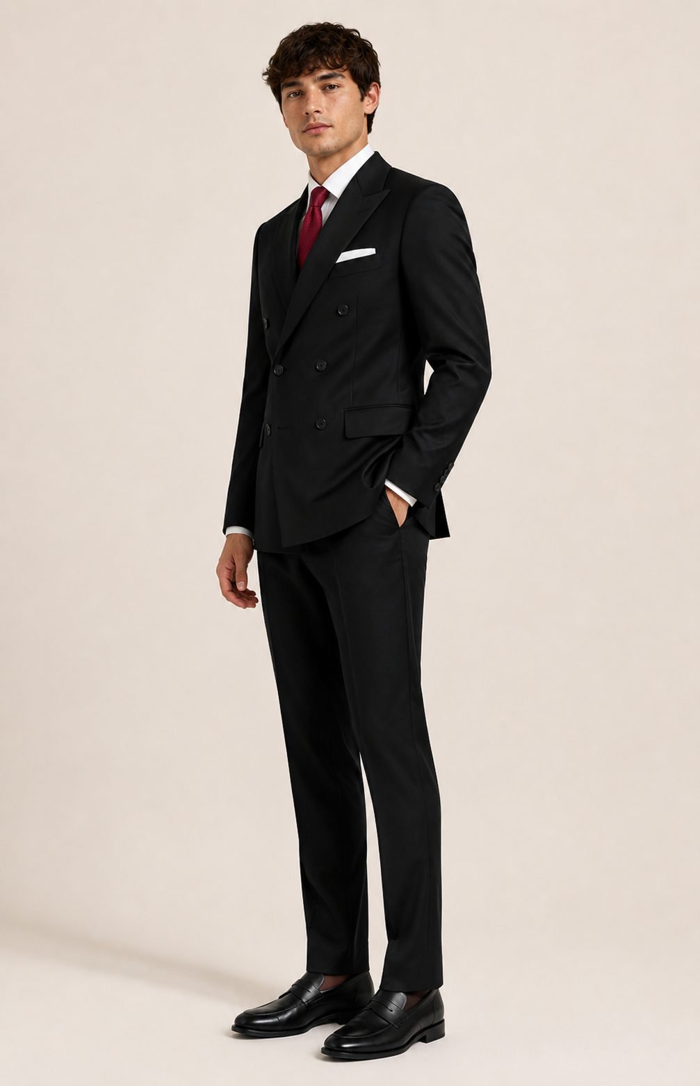 Tailored Col Double Breasted/Single Brested match Pants Black 5331-1