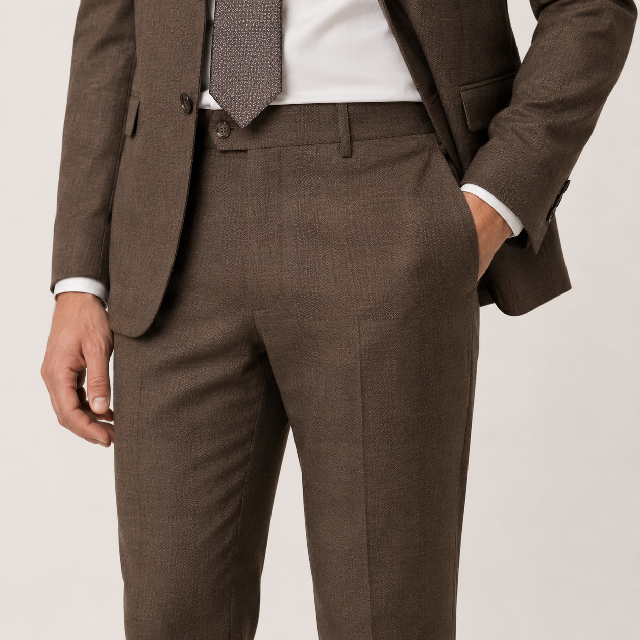 Tobacco Tailored Suit Trousers 3424