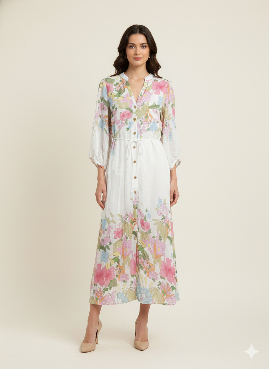 Mid Sleeves Long Dress 30250458-1