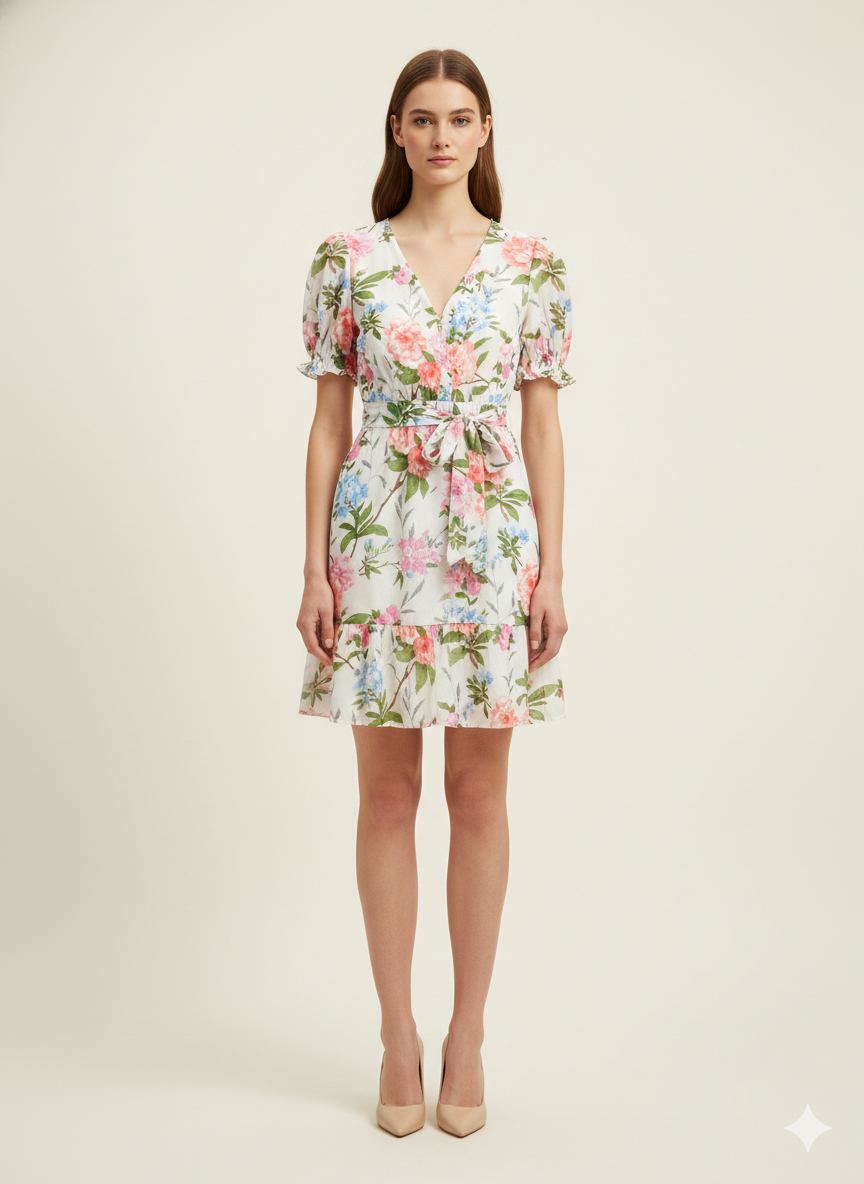 SOGNA COL Summer Wildflower Viscose-Blend Ruffle Dress 43250679-1