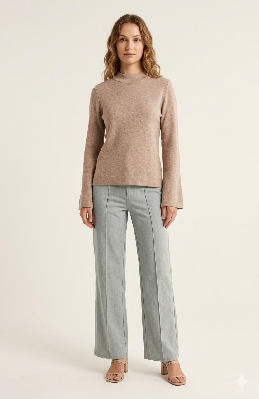 SOGNA COL PRO KNIT Navy Blue Essential Crew Neck Sweater 201126M