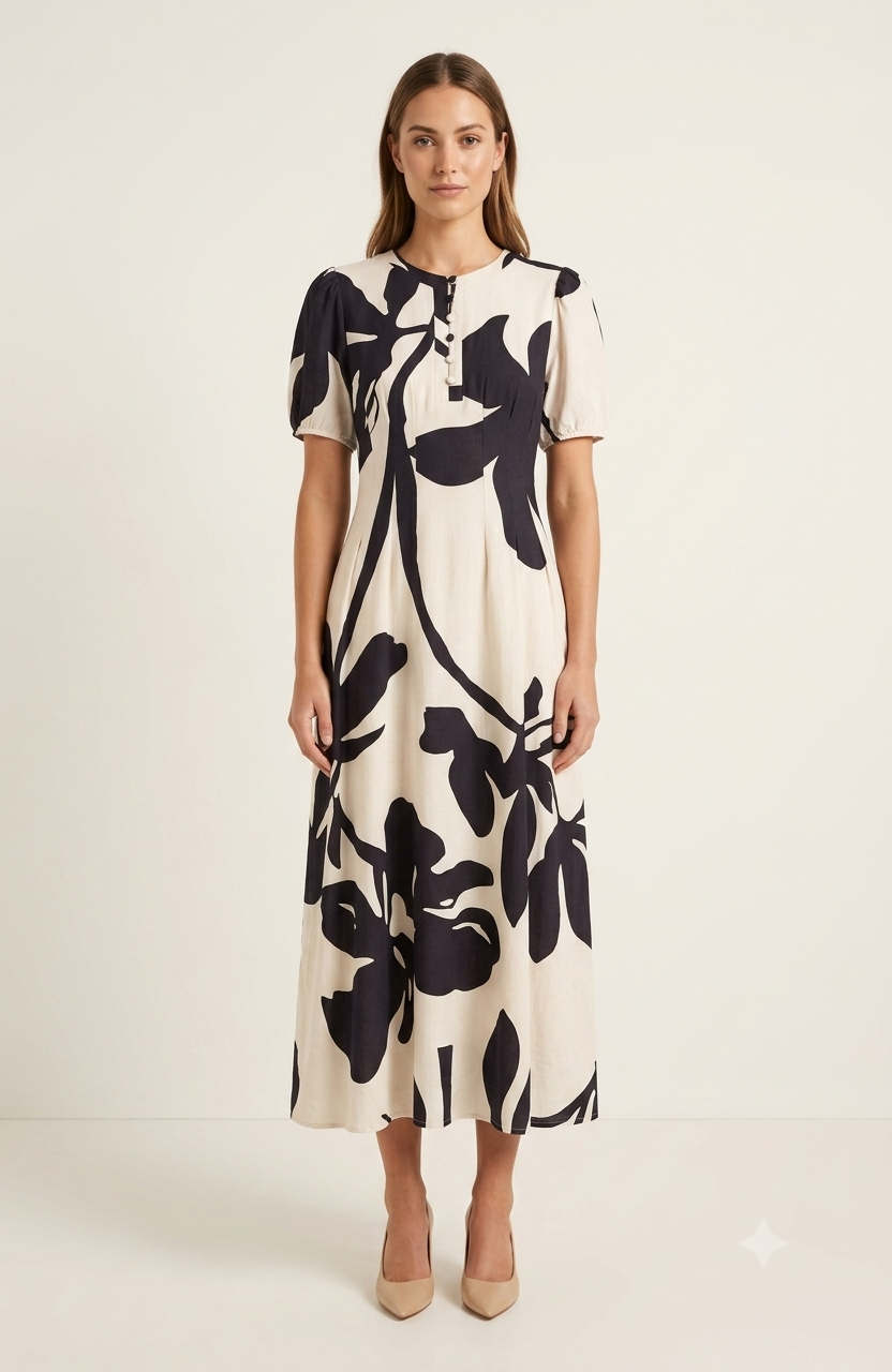 SOGNA Botanical Print Long Dress - 43260293-1