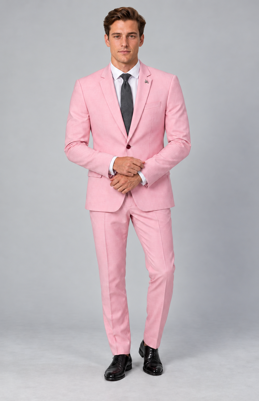 Pink Stretch Tailored Suit Trousers — 1907