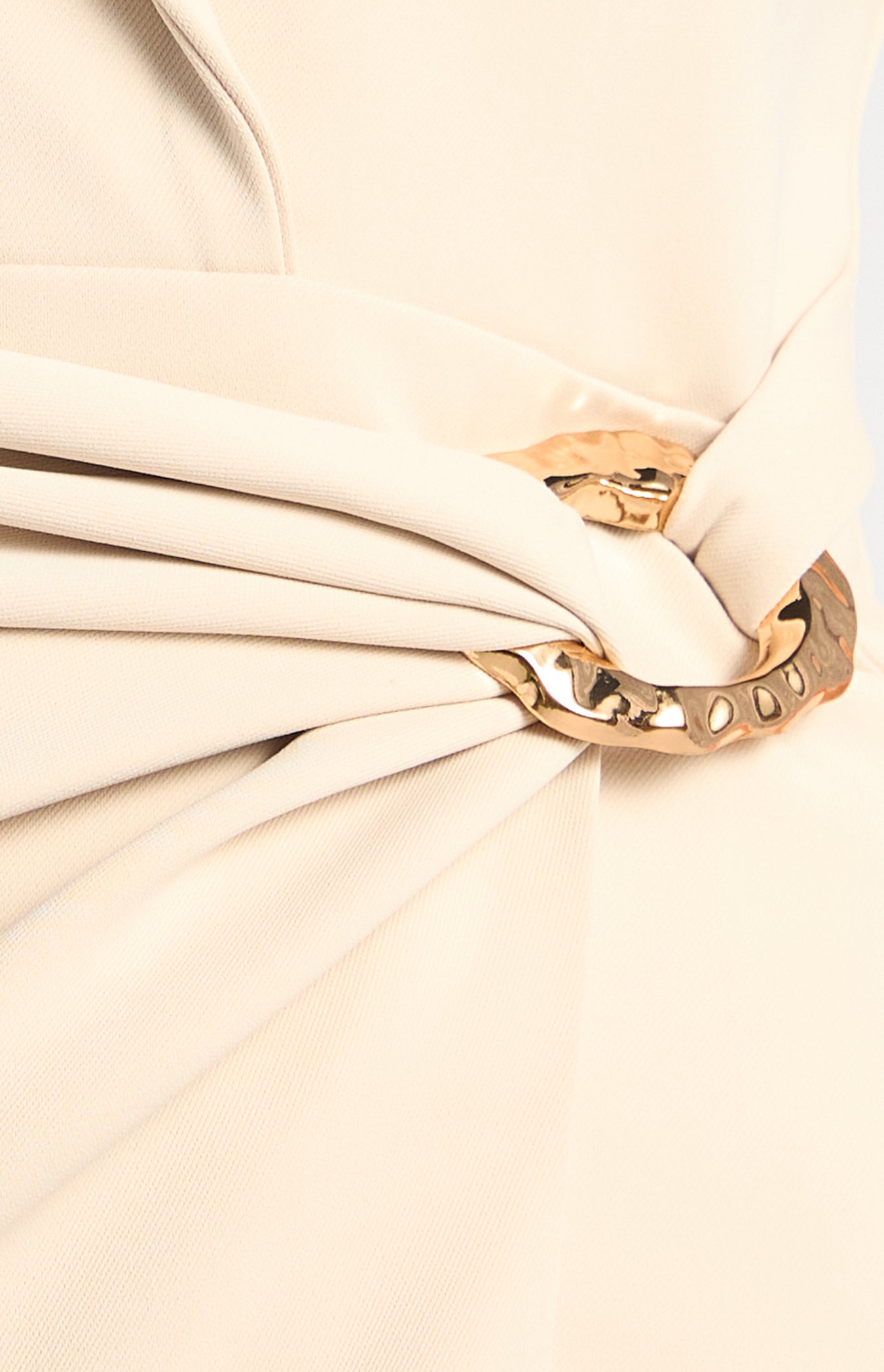 SOGNA SDR1961B bone fabric and gold buckle waist detail