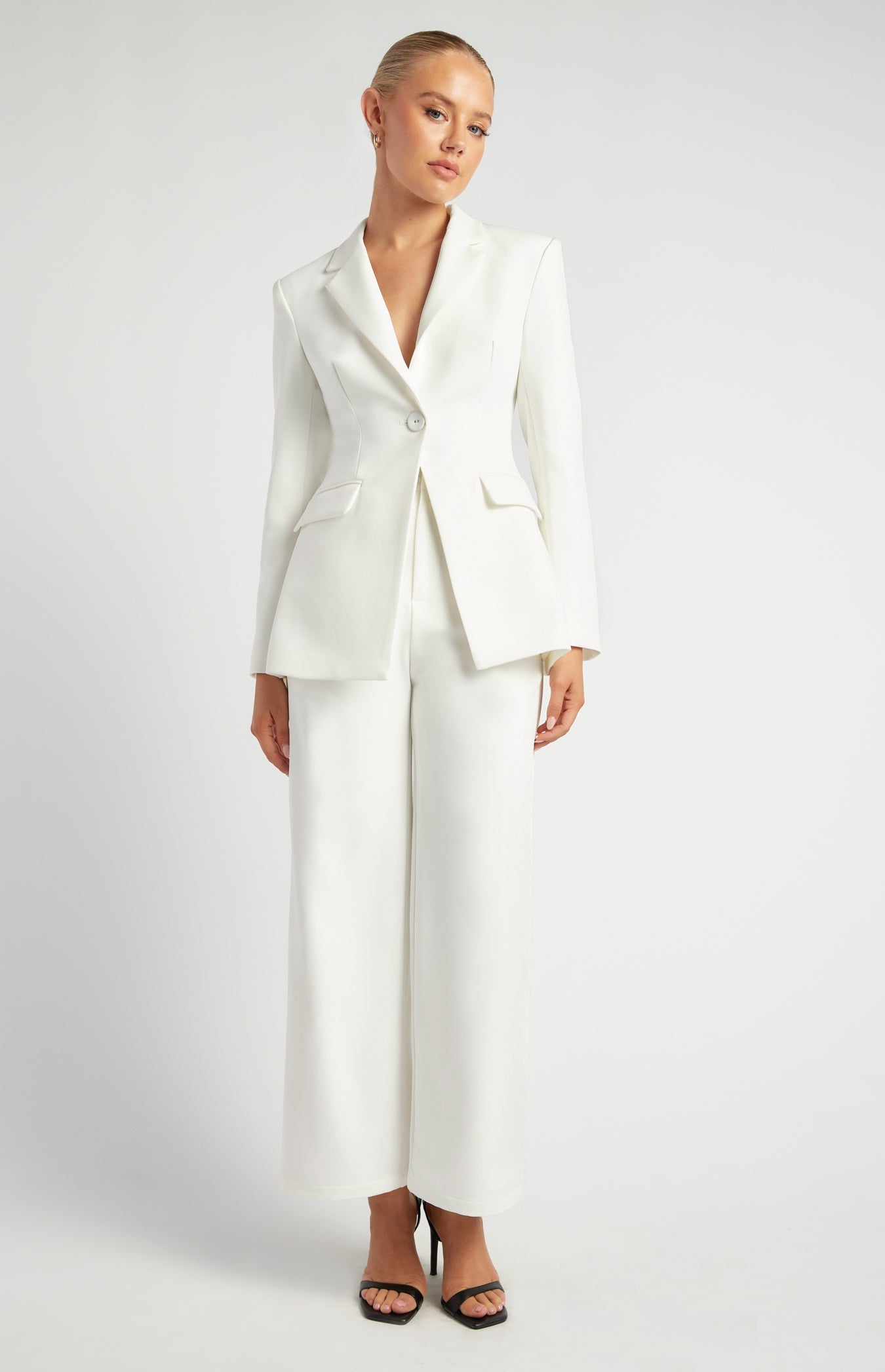 SOGNA women's cinched waist tailored blazer SJT398A in White - image 2
