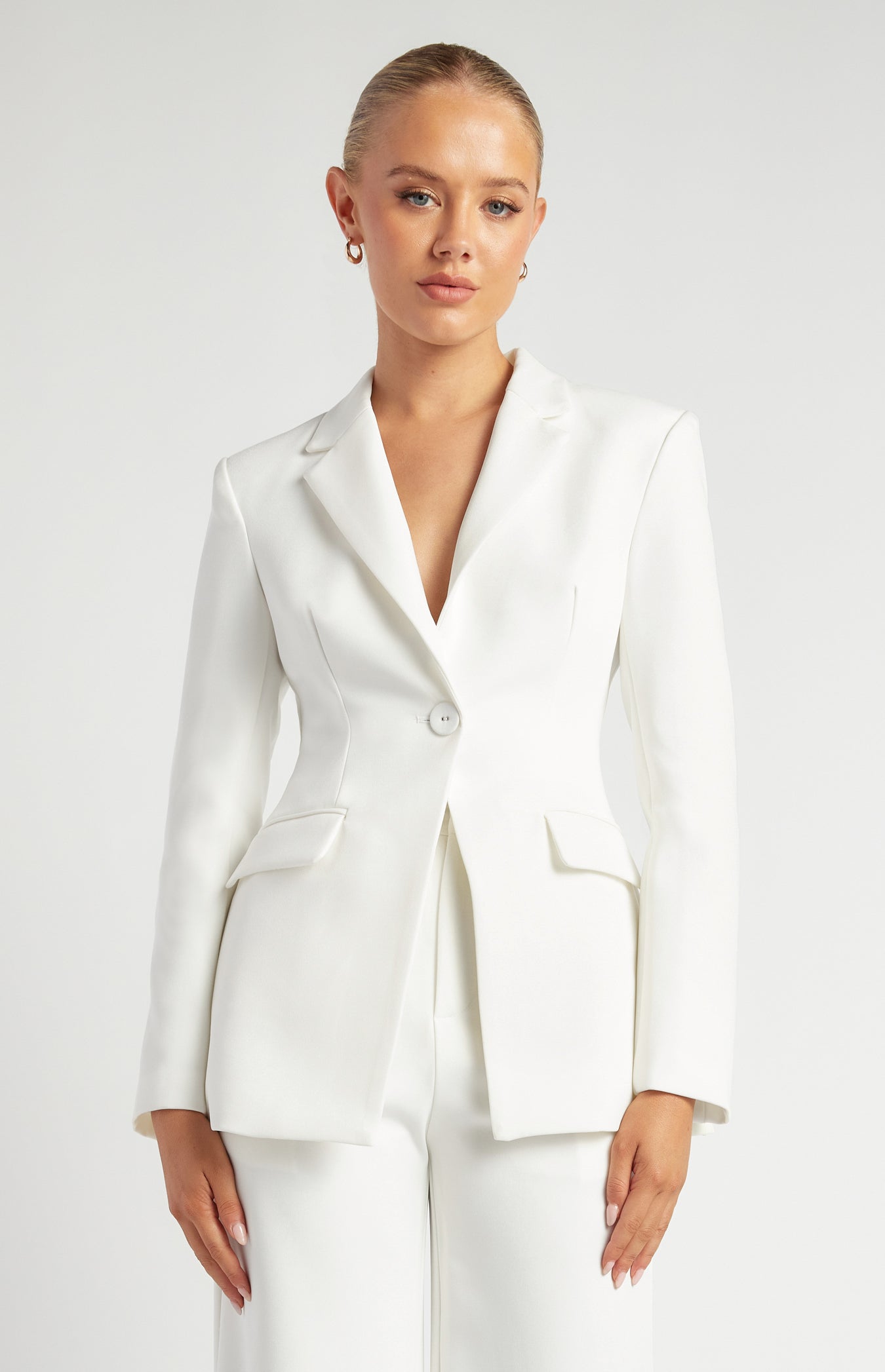 SOGNA women's cinched waist tailored blazer SJT398A in White - image 4