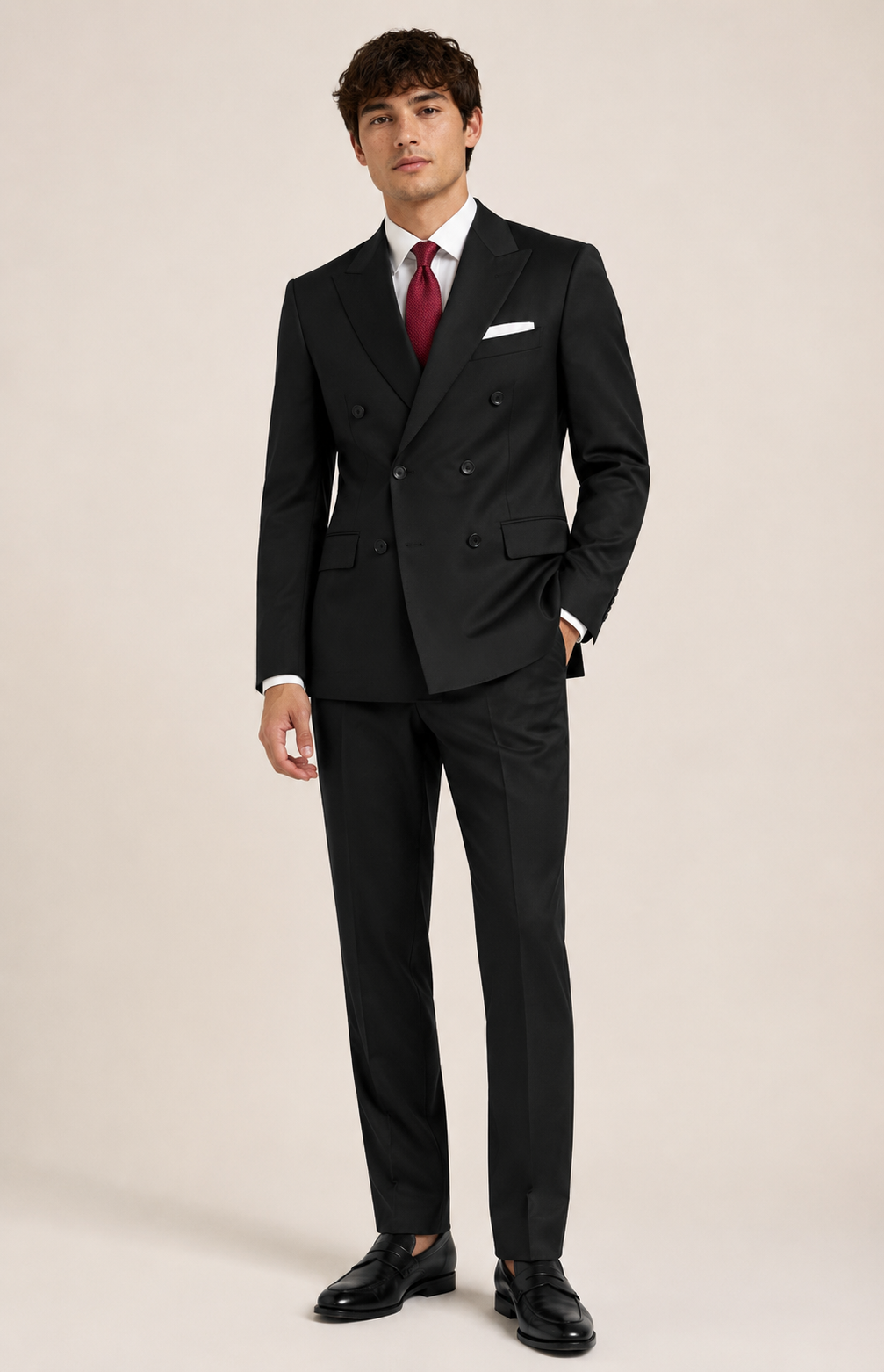 Tailored Col Double Breasted/Single Brested match Pants Black 5331-1