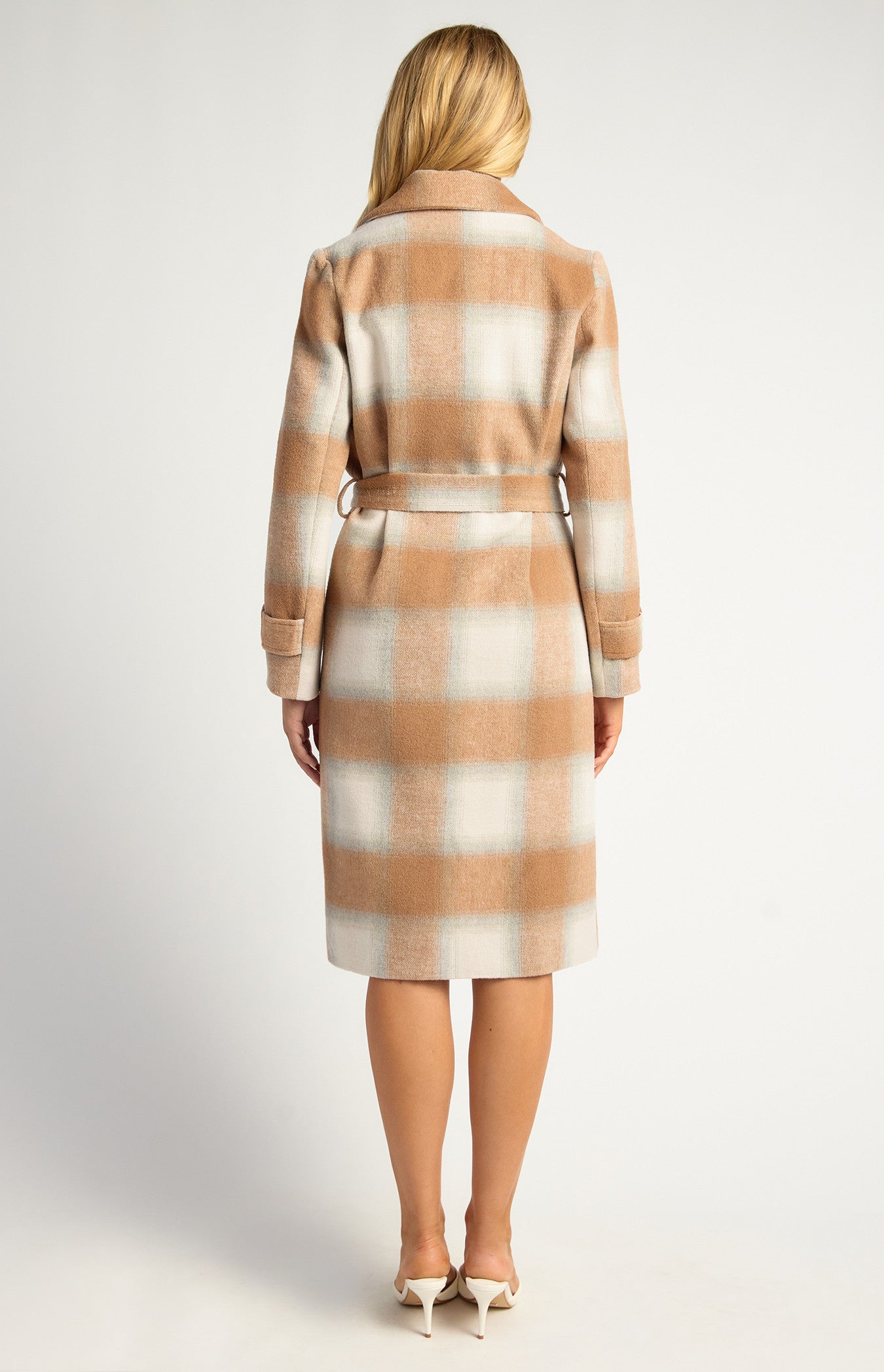 Checkered Double Breasted Faux Wool Coat AJT315-3B