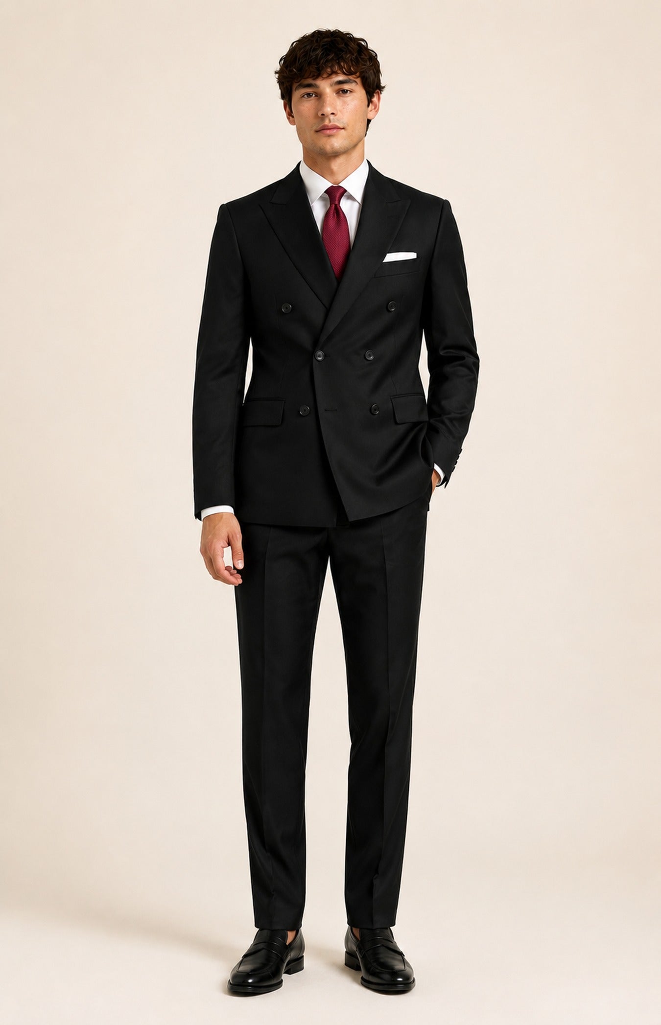 Tailored Col Double Breasted/Single Brested match Pants Black 5331-1