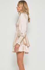 SOGNA COL Satin Mini Dress with Double Ruffle Hem SDR1037-3B