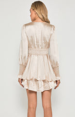 SOGNA COL Satin Mini Dress with Double Ruffle Hem SDR1037-3B