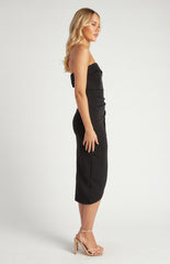 SONGA COL Strapless Midi Dress with Pleated Detail SDR1222B