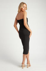 SONGA COL Strapless Midi Dress with Pleated Detail SDR1222B