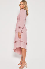 SOGNA COL Textured Midi Dress with Asymmetrical SDR1383B