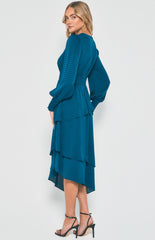 SOGNA COL Textured Midi Dress with Asymmetrical SDR1383B