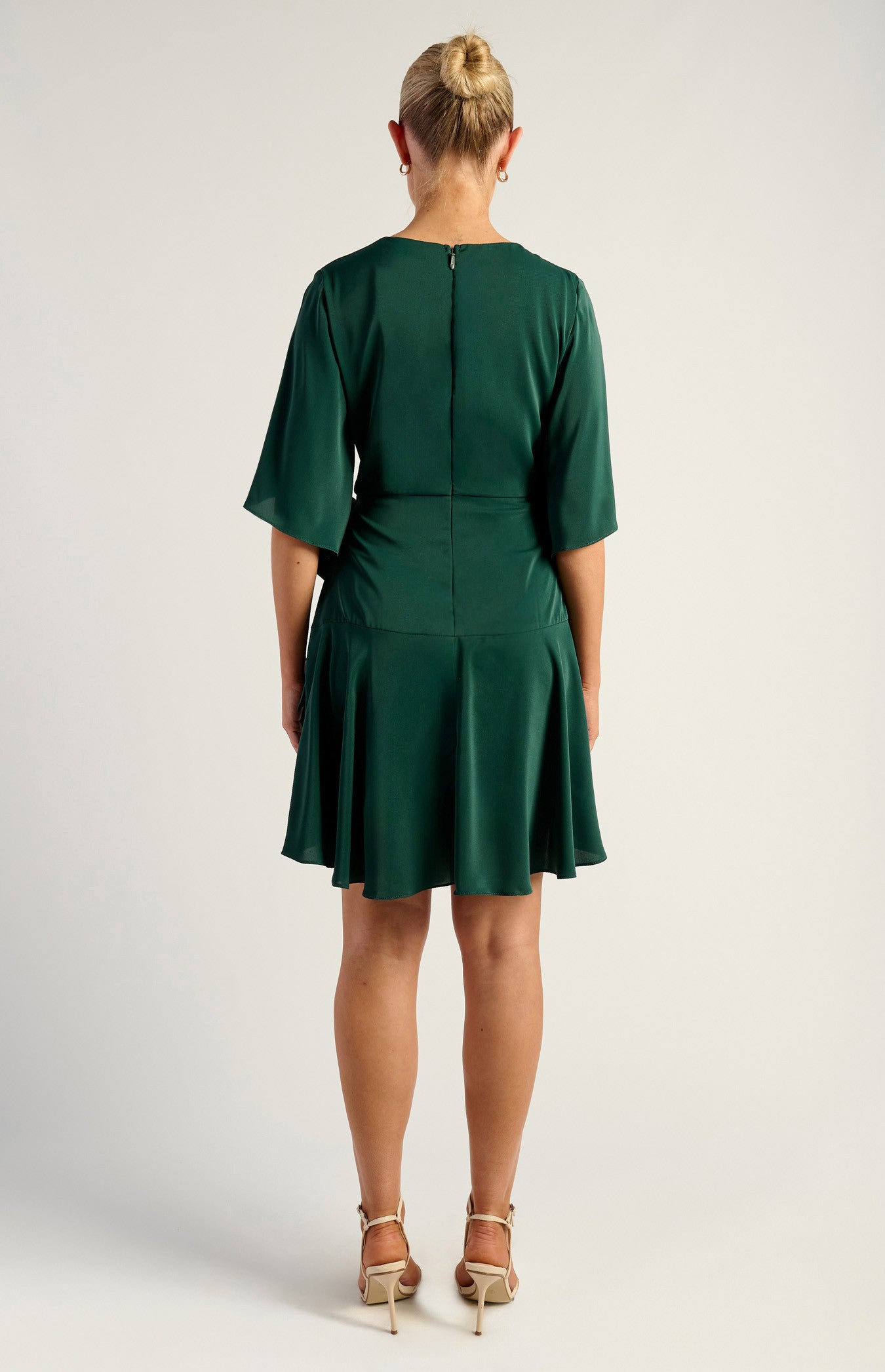Bell Sleeve Faux Wrap Dress with Layered Frill Hem SDR1521A