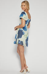 SOGNA COL Floral Print Round Neck Mini Dress SDR1534A