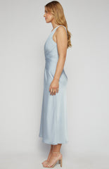 SOGNA COL Cross Front Satin Midi Dress SDR1593A