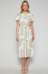SOGNA COL Abstract Print Midi Dress SDR1604A