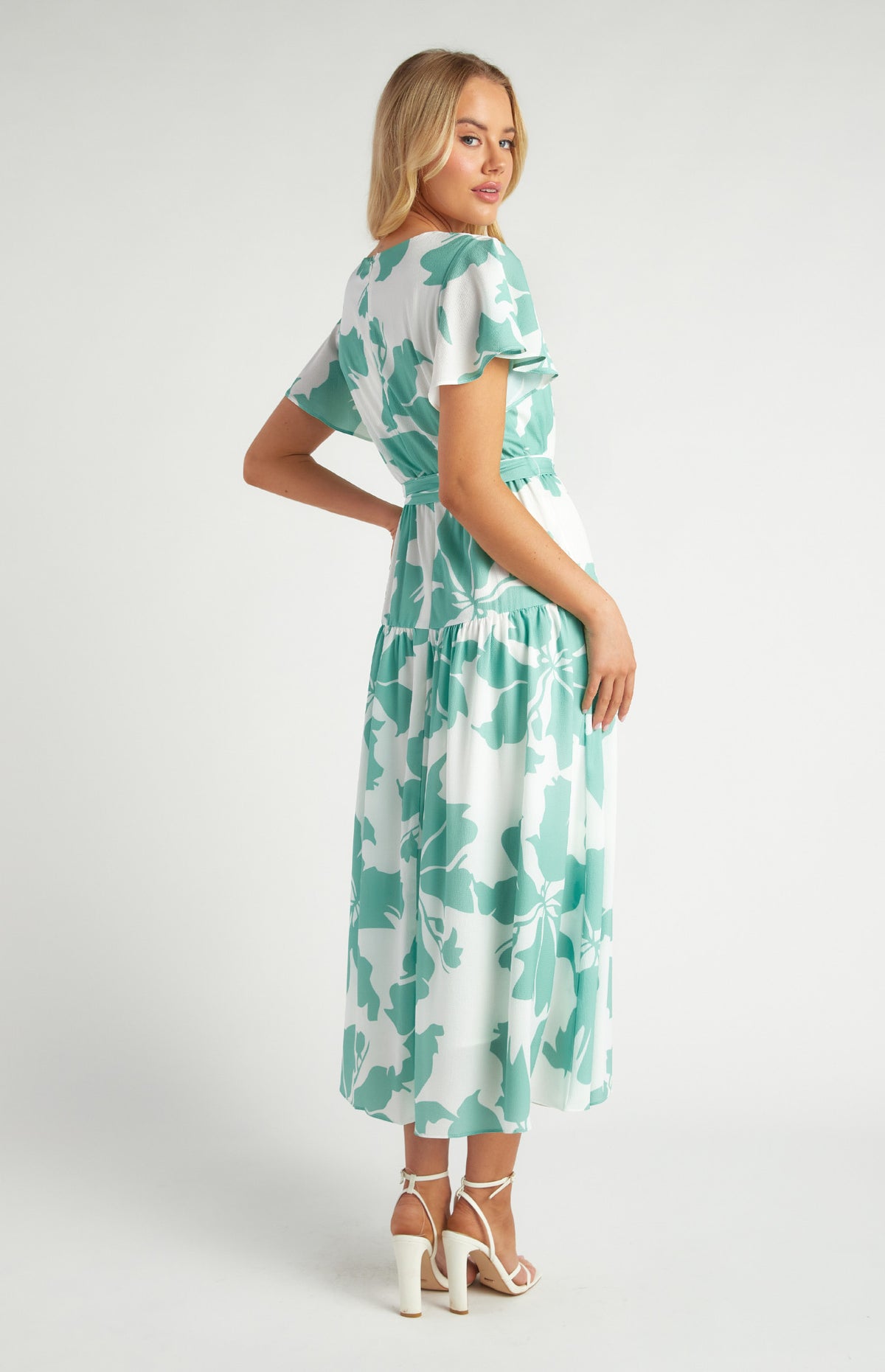 SOGNA Button Front Floral Midi Dress SDR1650A | Race Day