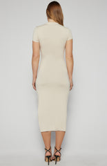 SOGNA COL Ruched Detail Short Sleeve Jersey Midi Dress SDR1653B