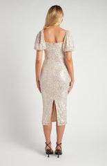 SOGNA COL Bubble Sleeve Sequin Midi Dress (SDR1662A)