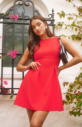 SOGNA COL Stretch Fabric Cinched Waist Detail SDR1710B