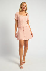 SOGNA COL Tweed Mini Dress with Front Buttons SDR1727A