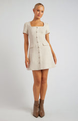 SOGNA COL Tweed Mini Dress with Front Buttons SDR1727A