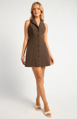 SOGNA COL Button Up Sleeveless Blazer Mini Dress SDR1741A
