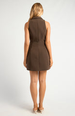 SOGNA COL Button Up Sleeveless Blazer Mini Dress SDR1741A