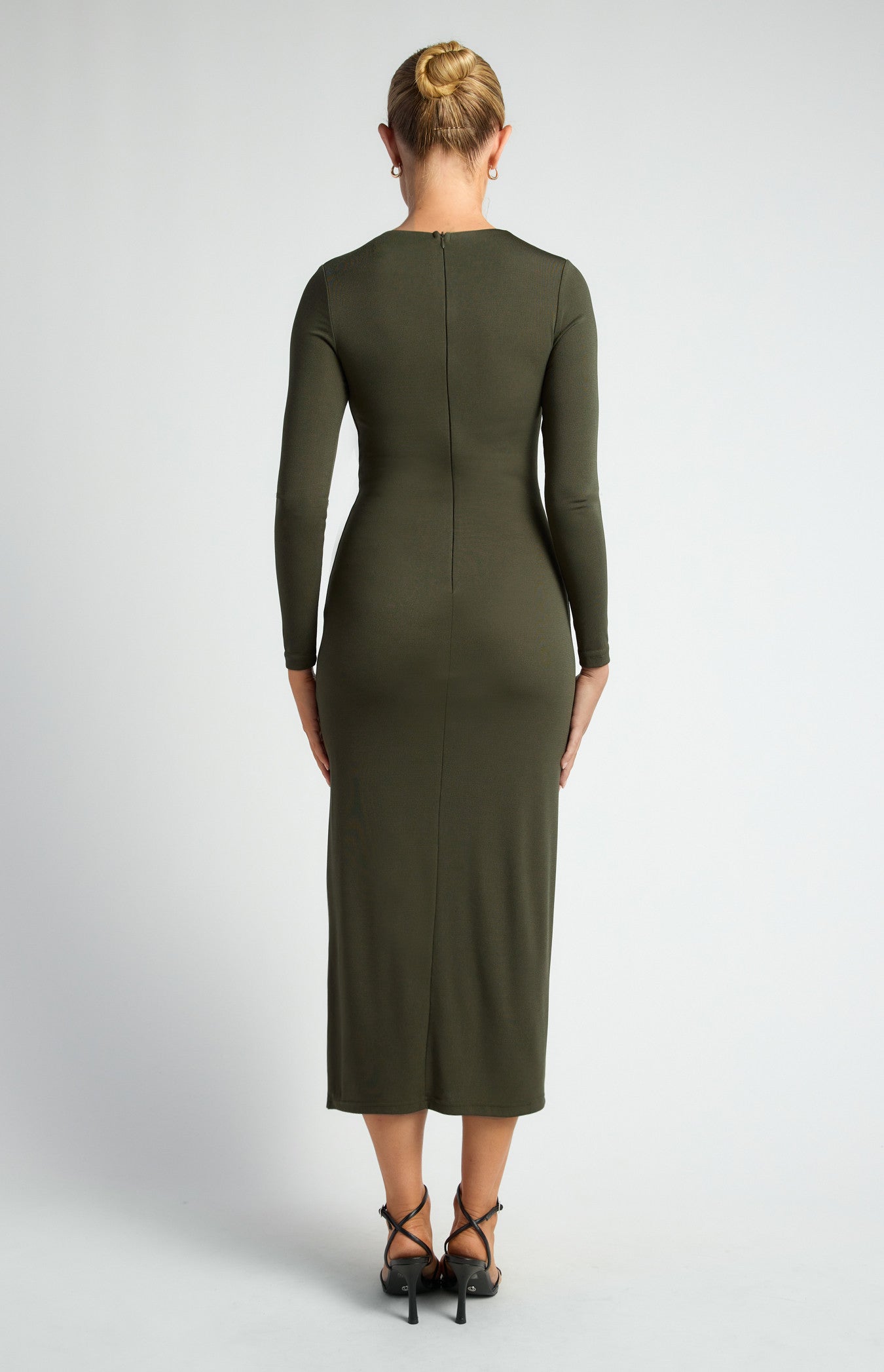 SOGNA COL Pleated Detail Stretch Jersey Midi Dress SDR1746A