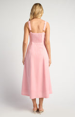 SOGNA COL Panel Detail Cotton Linen Midi Dress With Centre Front Zip SDR1754A