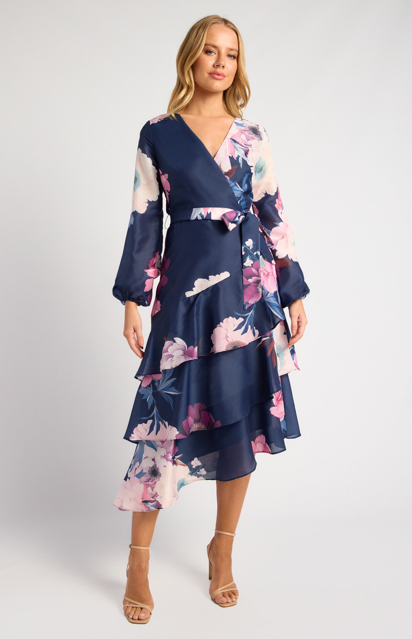Pro Exclusive Floral Print Asymmetric Midi Dress SDR1760A