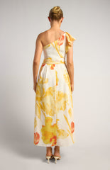 SOGNA COL One Shoulder Ruffle Sleeve Floral Midi Dress SDR1805A