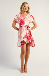 SOGNA COLLace Trim Detail Abstract Floral Dress SDR1807A