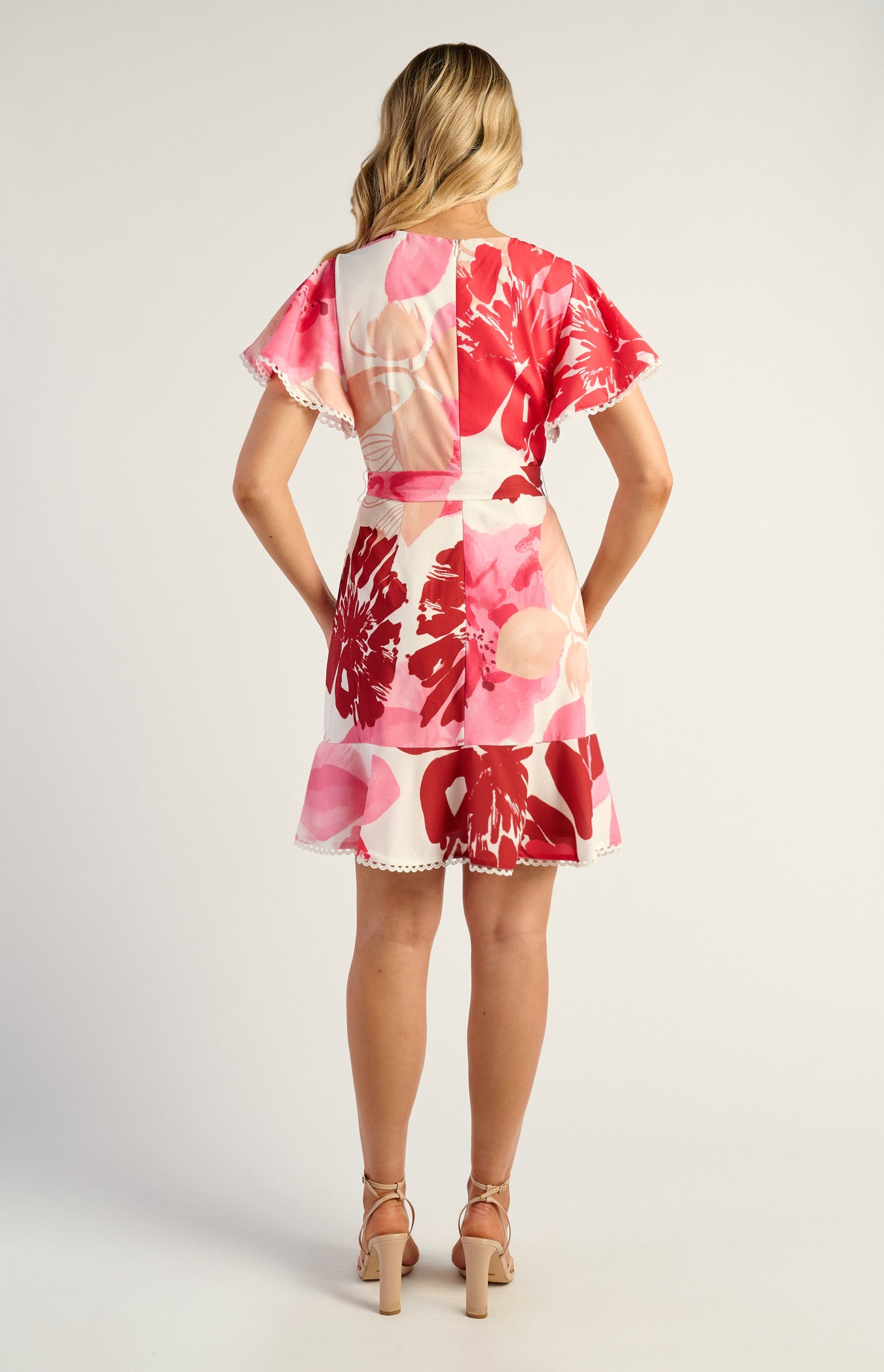 SOGNA COLLace Trim Detail Abstract Floral Dress SDR1807A