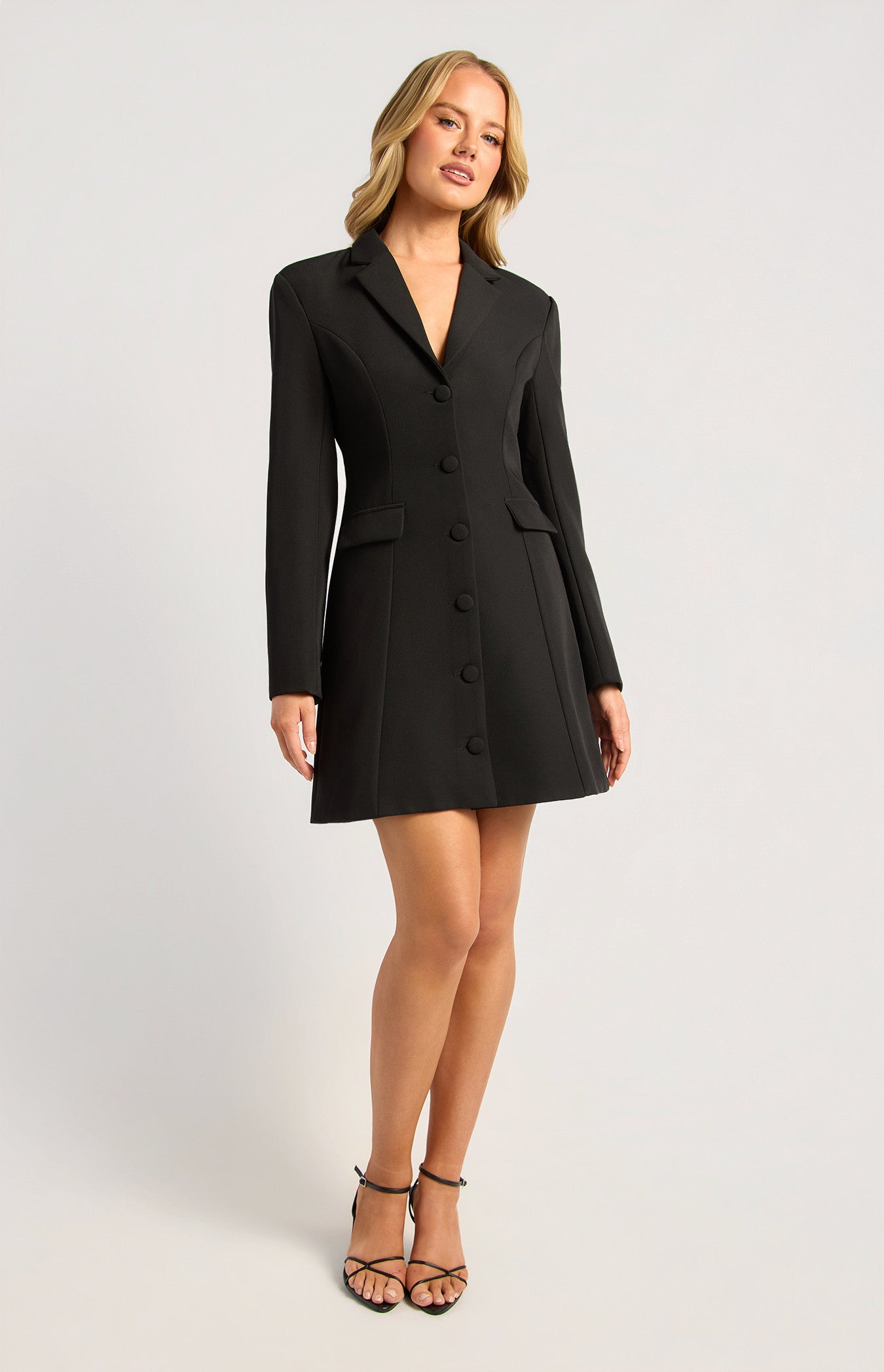 Button Up Collared Detail Blazer Dress SDR1945A