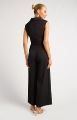 SOGNA COL Cap Sleeves Curved Collar Jumpsuit SJP612A