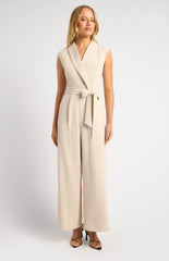 SOGNA COL Cap Sleeves Curved Collar Jumpsuit SJP612A