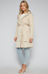 SOGNA COL Longline Quilted Puffer Jacket with Belt SJT387B