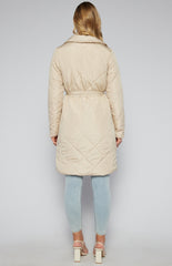 SOGNA COL Longline Quilted Puffer Jacket with Belt SJT387B