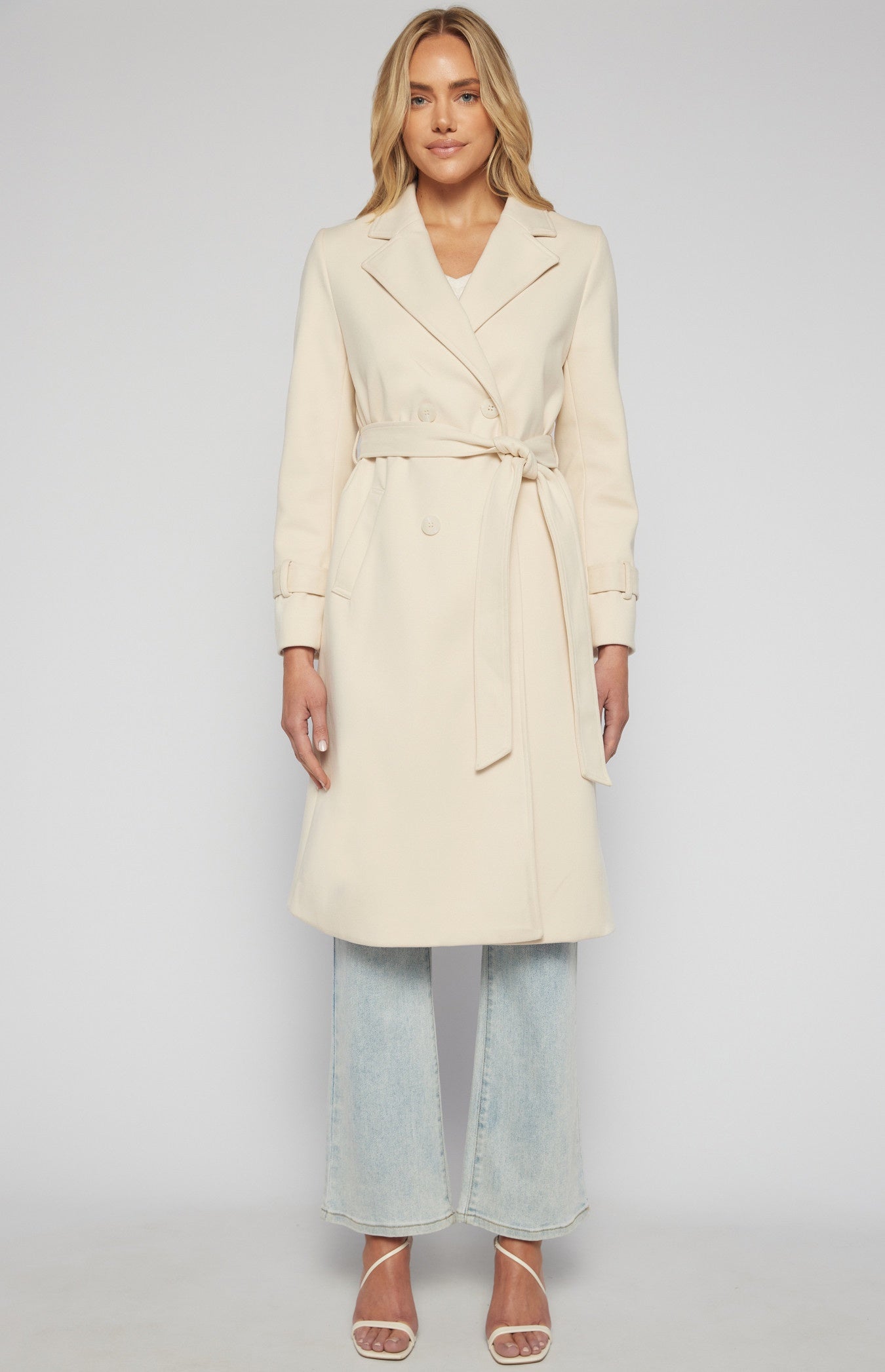 SOGNA COL DOUBLE BREASTED LONGLINE FAUX WOOL COAT - SJT390B