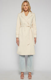 SOGNA COL DOUBLE BREASTED LONGLINE FAUX WOOL COAT - SJT390B