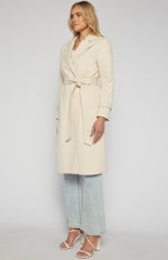 SOGNA COL DOUBLE BREASTED LONGLINE FAUX WOOL COAT - SJT390B